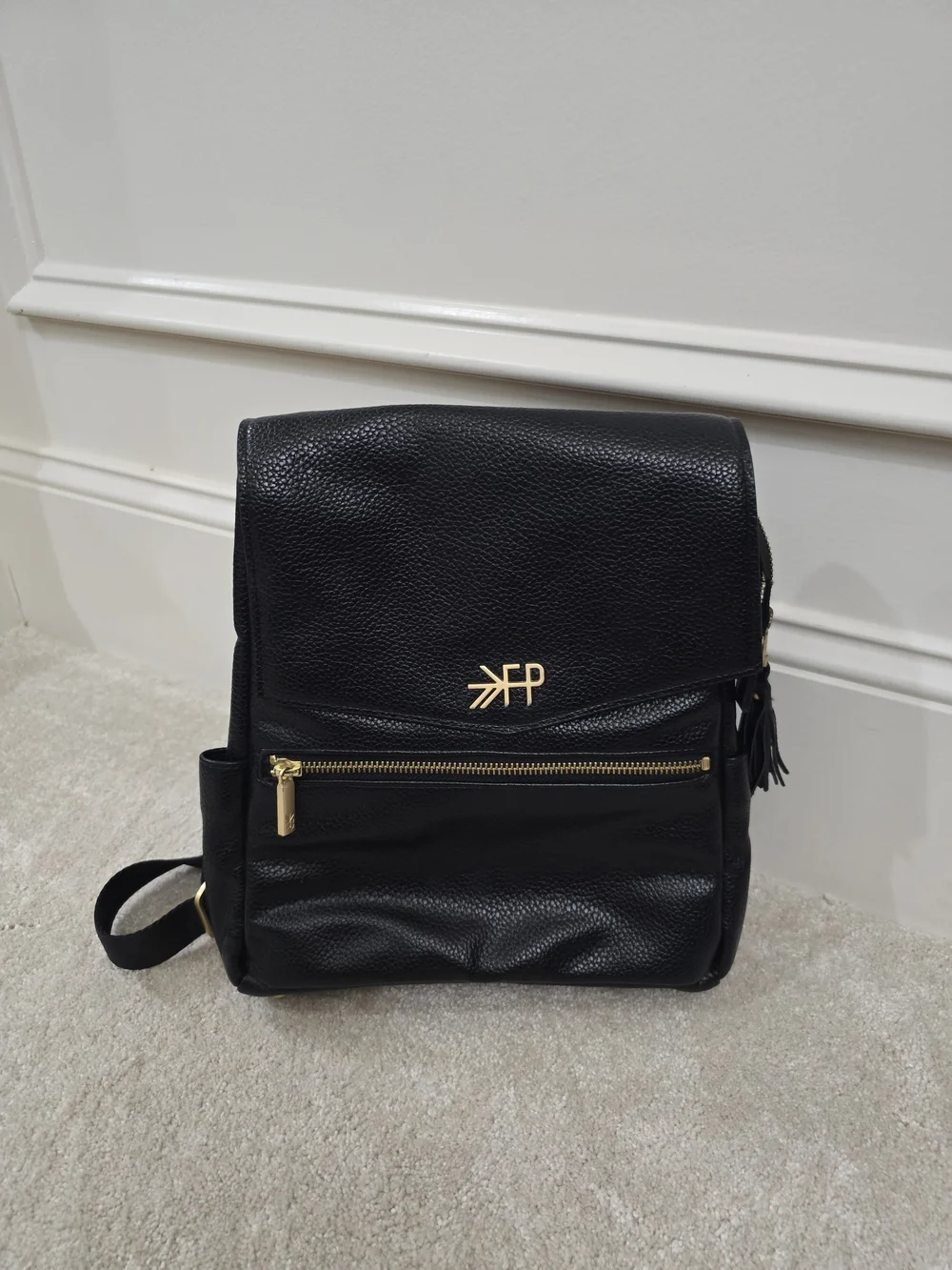 Foley + Corinna Black Pebbled Leather Backpack